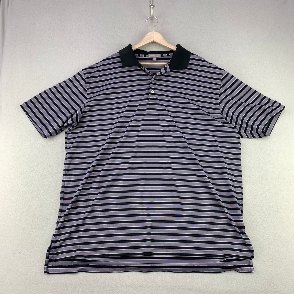 Peter Millar Summer Comfort Golf Polo Shirt Mens XXL Purple Striped Performance